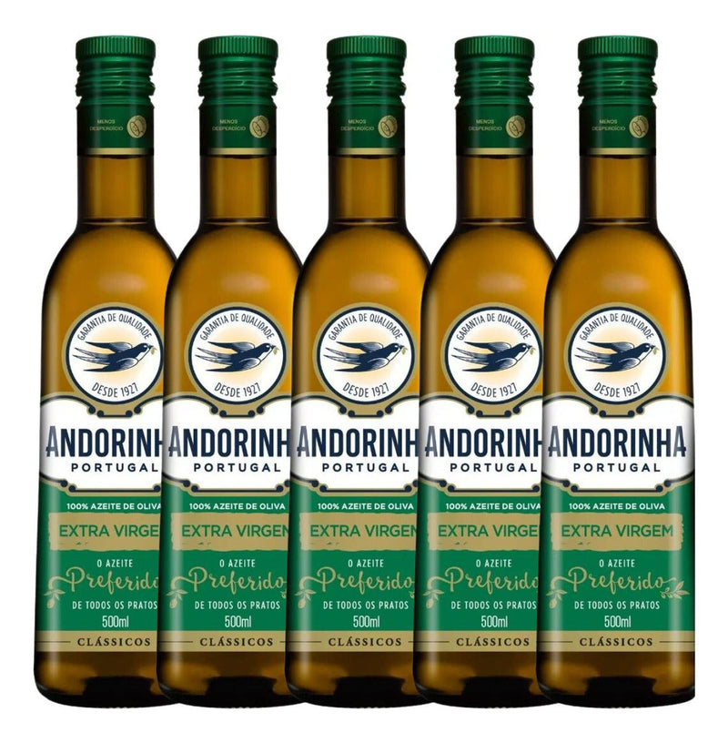 Kit 5 Vidros Do Azeite De Oliva Extra Virgem Andorinha 500ml