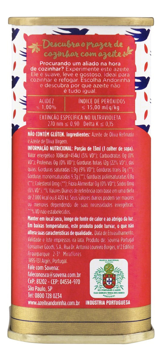 4x Azeites de Oliva Tipo Único Português Andorinha Clássicos Lata 200ml
